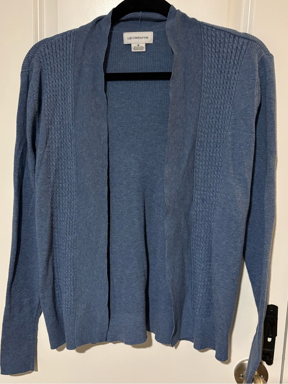Liz Claiborne Blue Open Front Cardigan Size M